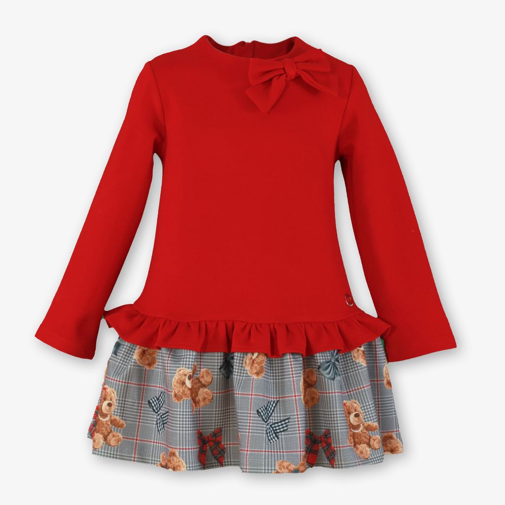 PRE-ORDER - Miranda Girls Red "Teddy Bear" Dress - 0252-V