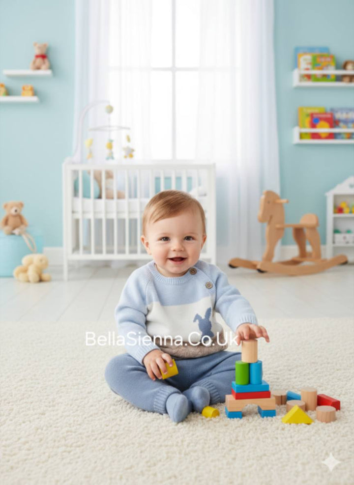 Mayoral Baby Boys Two Piece Bunny Rabbit Knitted Jumper & Trouser Set - 2569 - Nube