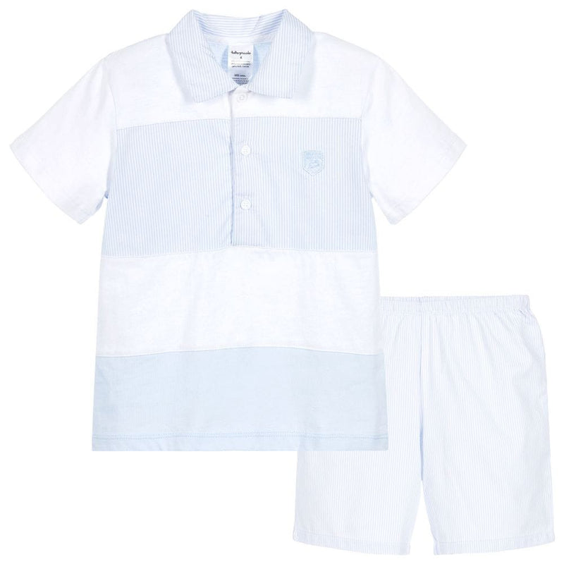 Tutto Piccolo Boys White & Blue Short Set 2596