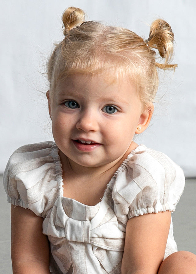 Mayoral Girls Ivory & Beige Striped Classy Shorts Set - 1211