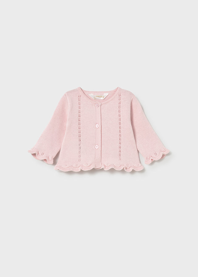 Mayoral Baby Girls Pink Three Piece Daisy Set - Cardigan, Top & Jam Pants With Bow - 1287