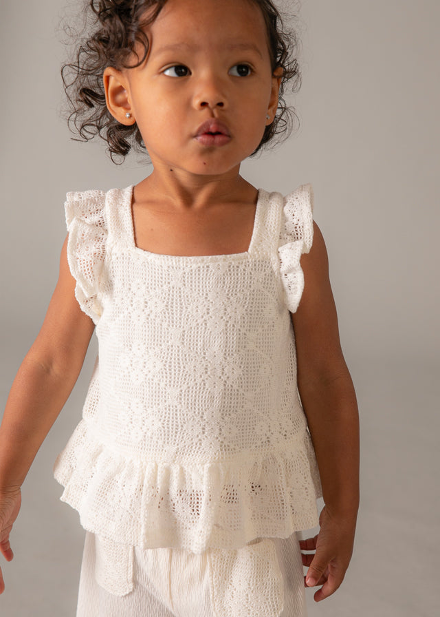 Mayoral Girls Ivory Crochet Trouser Set - 1515
