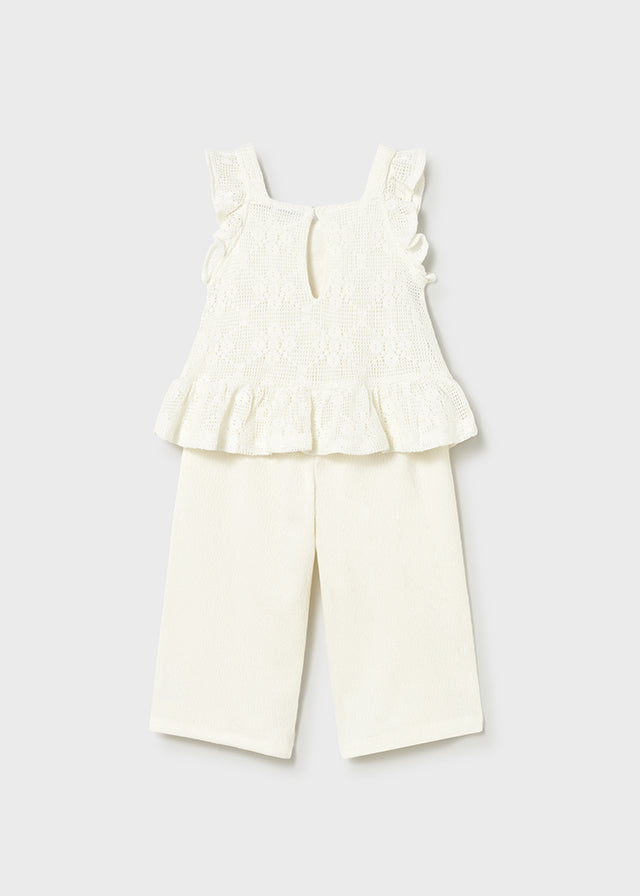 Mayoral Girls Ivory Crochet Trouser Set - 1515