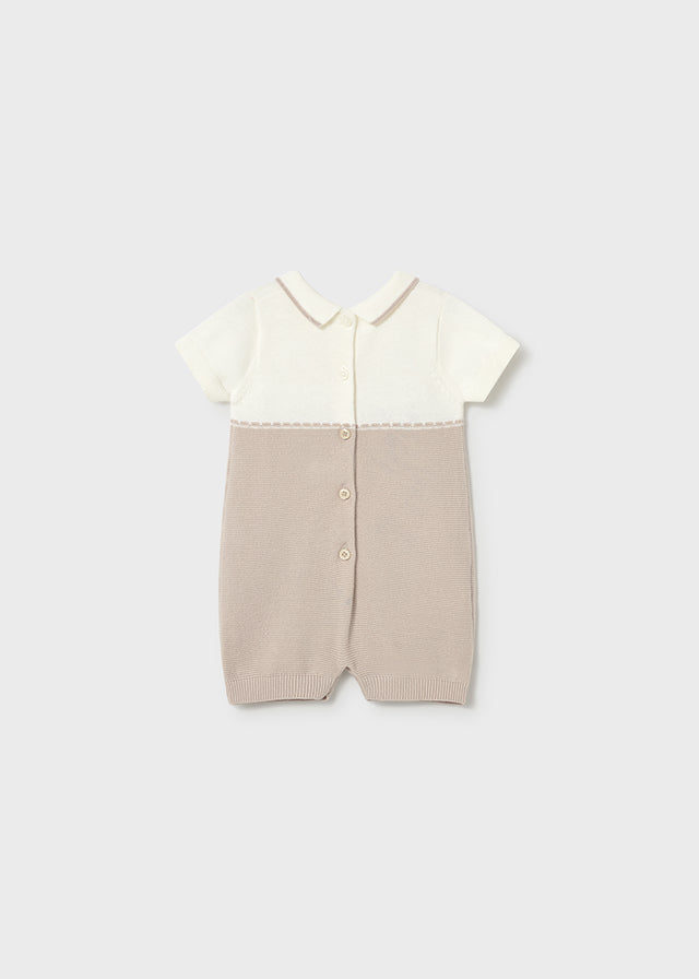 Mayoral Baby Boys Beige & Ivory Knitted Romper - 1603