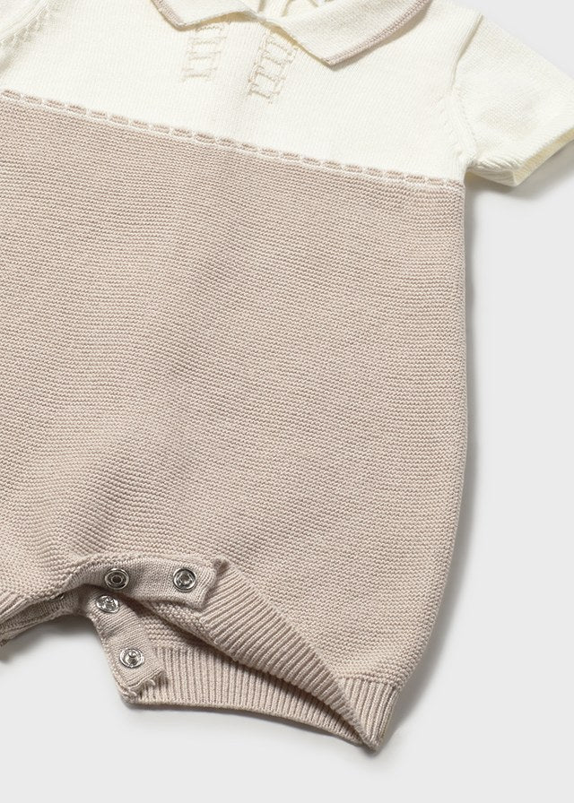 Mayoral Baby Boys Beige & Ivory Knitted Romper - 1603