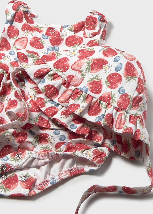 Mayoral Baby Girls Strawberry Print Romper & Matching Sun Hat - 1632