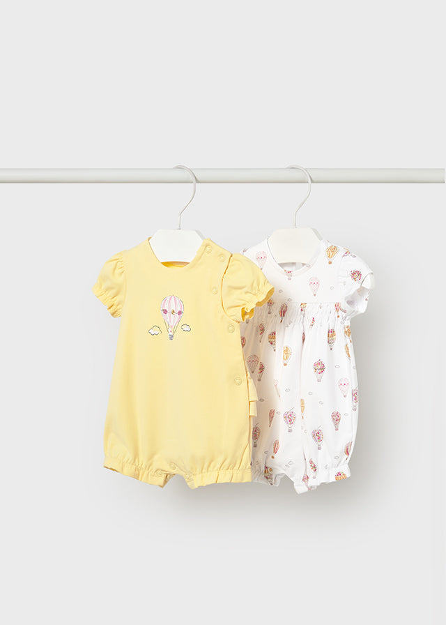 Mayoral Girls Pack Of Two Rompers - Hot Air Balloon - Sunny - 1705