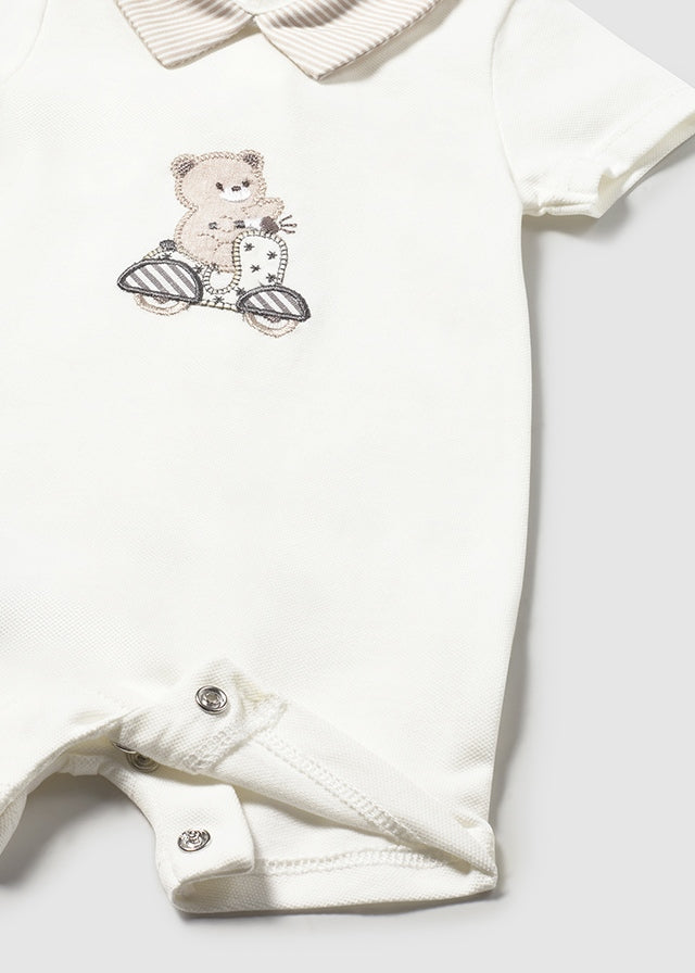 Mayoral Baby Boys Pack Of Two Beige & Ivory Teddy Bear Rompers - 1715