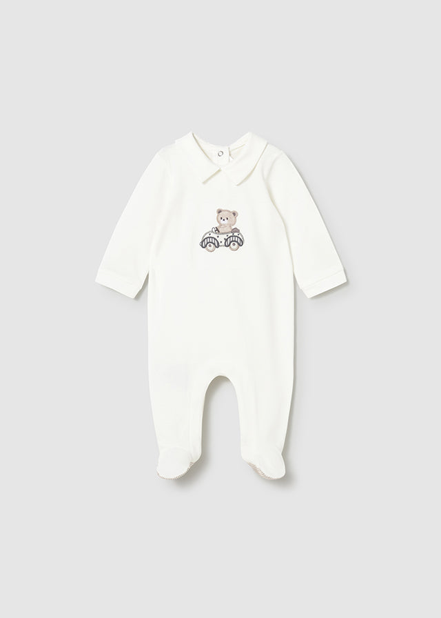 Mayoral Baby Boys Pack Of Two Beige & Ivory Teddy Bear All In One Babygrows Sleepsuits - 1716