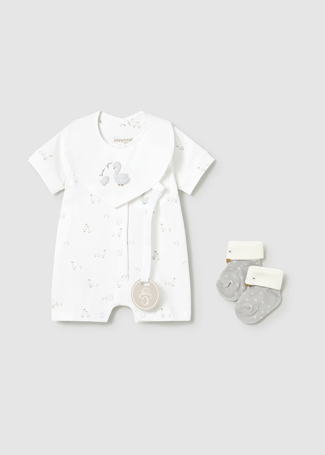 Mayoral Unisex Romper, Bib & Socks Set - 1727