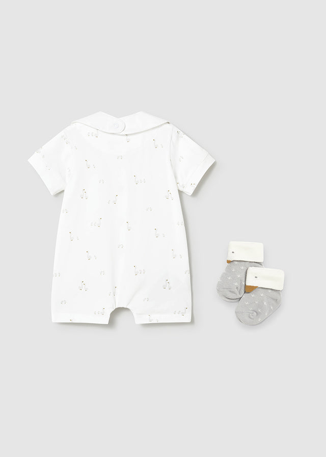 Mayoral Unisex Romper, Bib & Socks Set - 1727