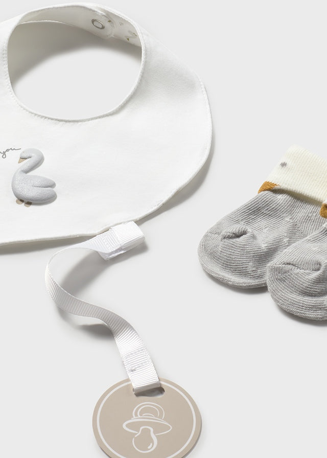 Mayoral Unisex Romper, Bib & Socks Set - 1727