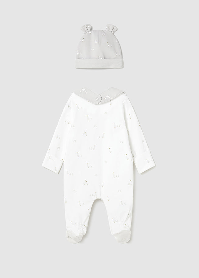Mayoral Unisex Grey & White "Little Duck" Babygrow, Hat & Bib Set- 1728