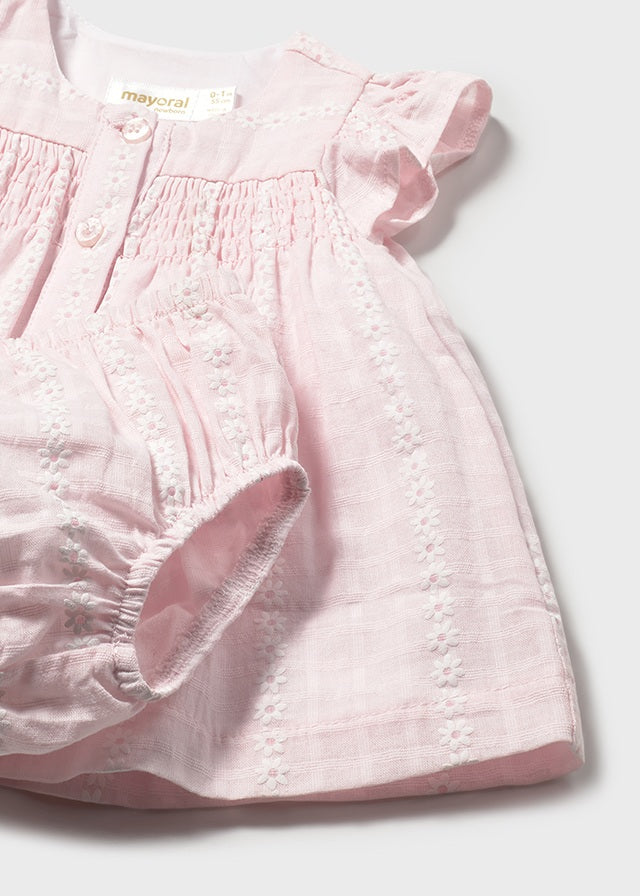 Mayoral Baby Girls Pink Smocked Daisy Dress & Matching Pants - 1805
