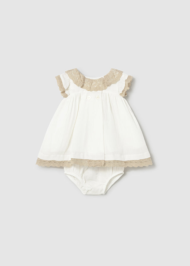 Mayoral Baby Girls Ivory & Beige Dress & Matching Pants - 1888
