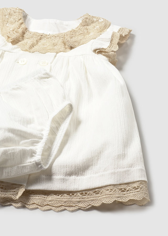 Mayoral Baby Girls Ivory & Beige Dress & Matching Pants - 1888