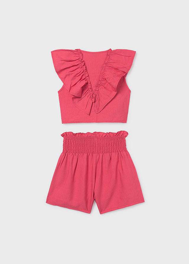 Mayoral Girls Coral Ruffled Shorts Set - 6207