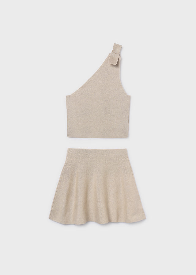 Mayoral Older Girls Pretty Gold Top & Skirt Set - 6918