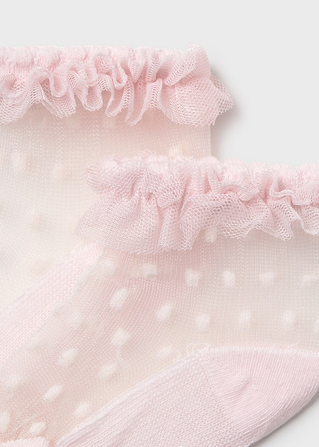 Mayoral Baby Rose Pink Plumetti Frilly Socks - 9056