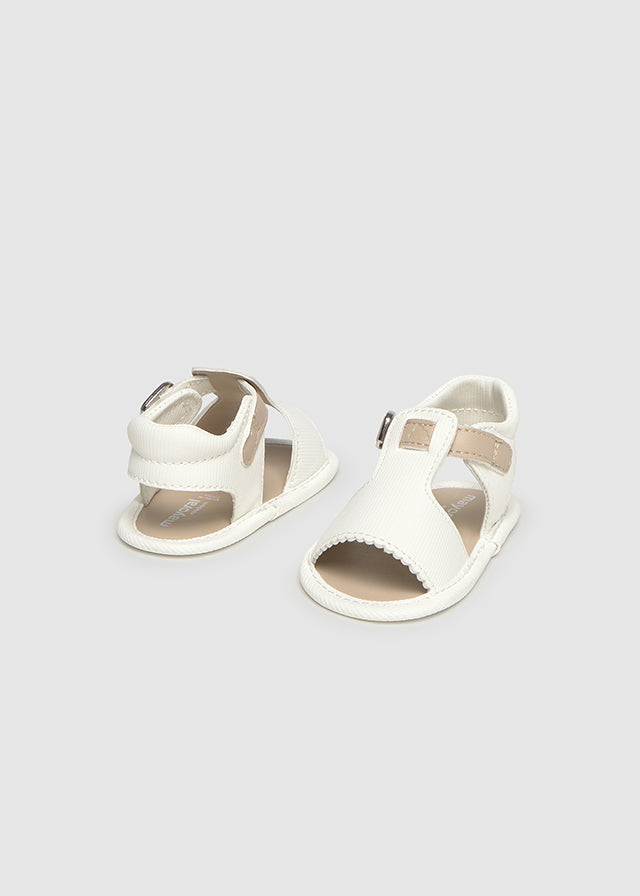 Mayoral Baby Ivory & Beige Soft Sole Pram Sandals - 9084