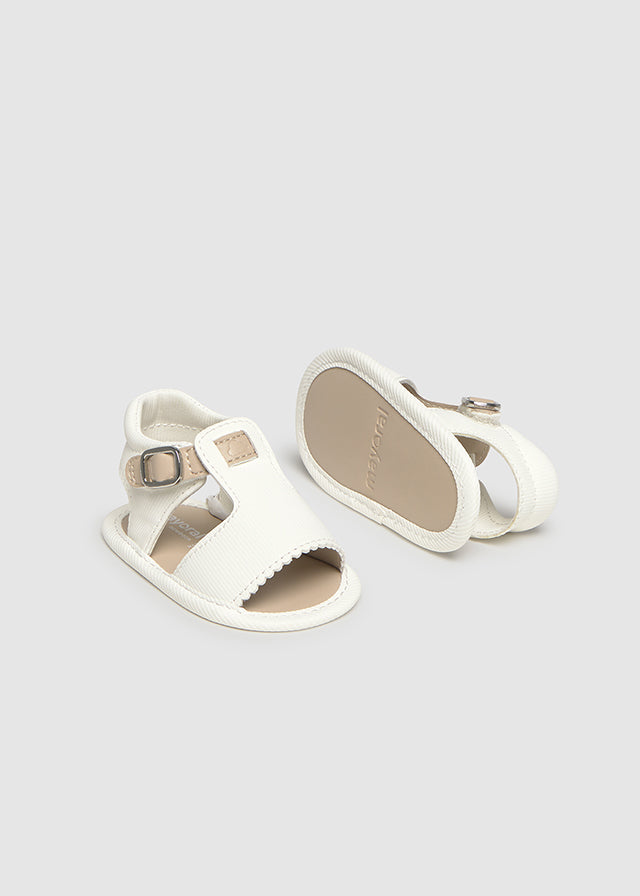 Mayoral Baby Ivory & Beige Soft Sole Pram Sandals - 9084