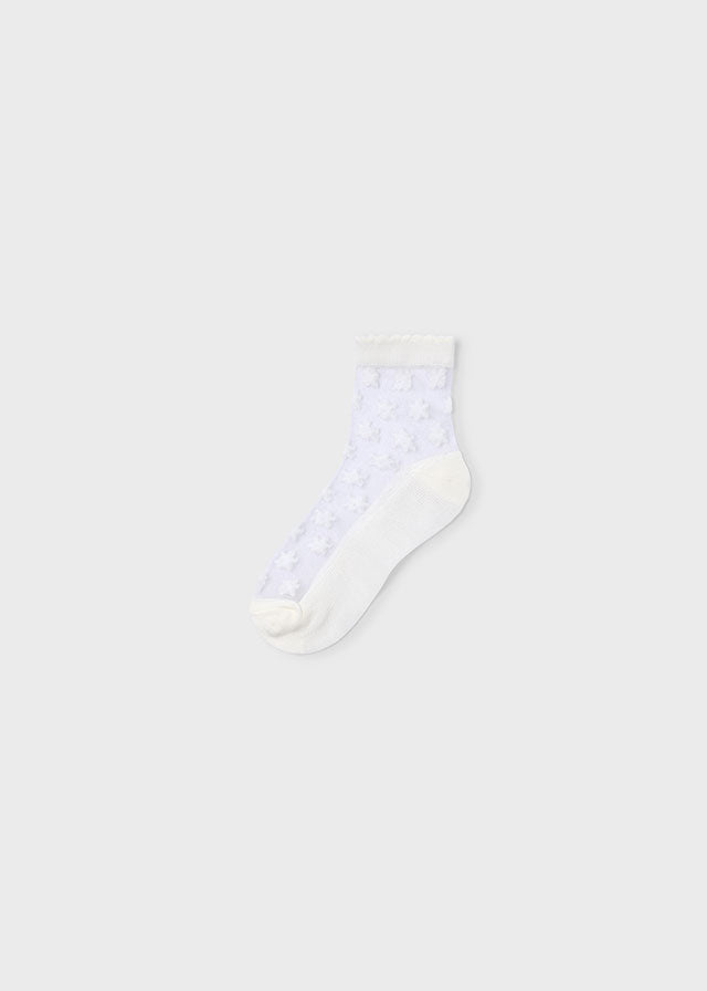 Mayoral Ivory Plumetti Flower Socks - 10186