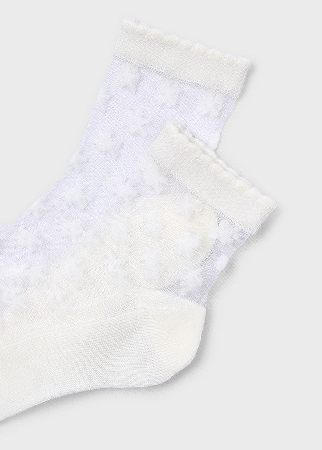 Mayoral Ivory Plumetti Flower Socks - 10186