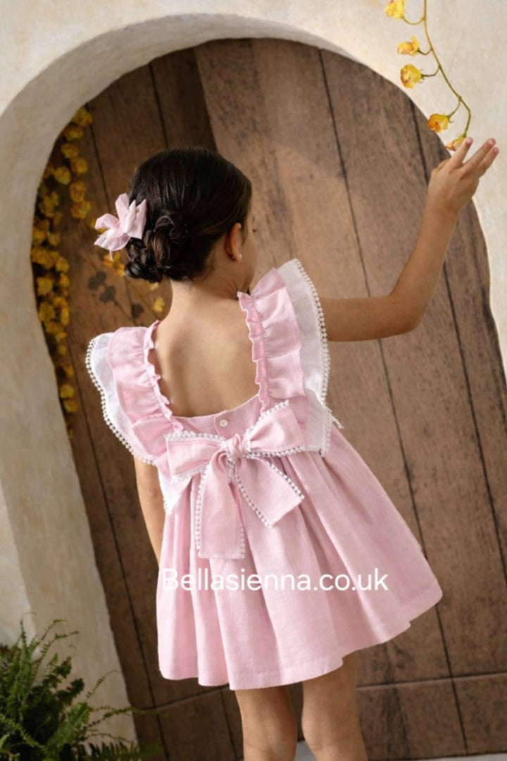 Basmarti Girls Pink Dress With A Big Bow On The Back - 26050