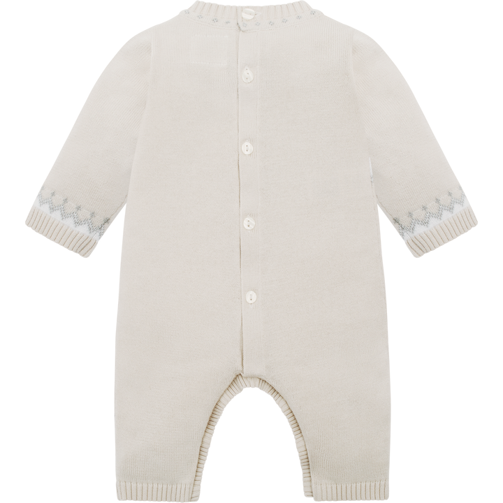 Emile et Rose Beige Teddy Bear Knitted Baby Romper With Matching Hat - Kristian