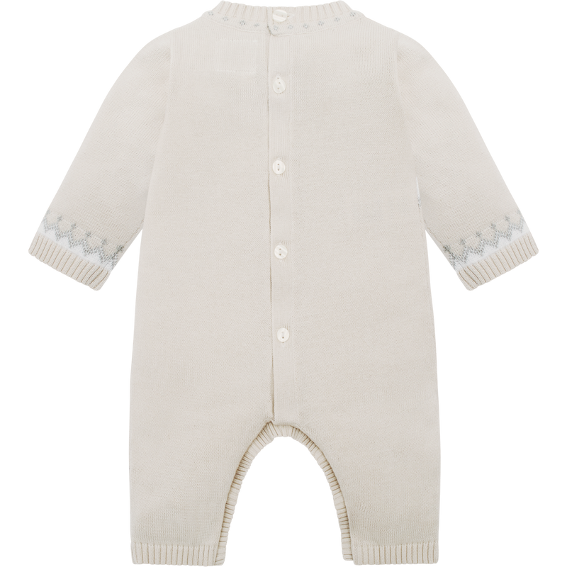 Emile et Rose Beige Teddy Bear Knitted Baby Romper With Matching Hat - Kristian