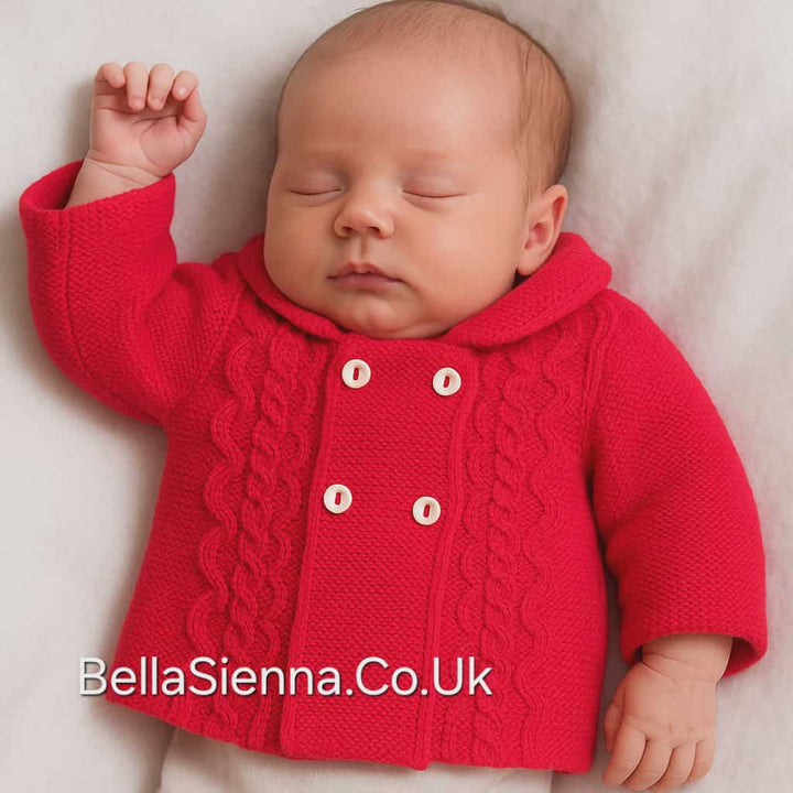 Little Nosh Baby/Newborns Chunky Knit Cardigan/Coat 105 Red
