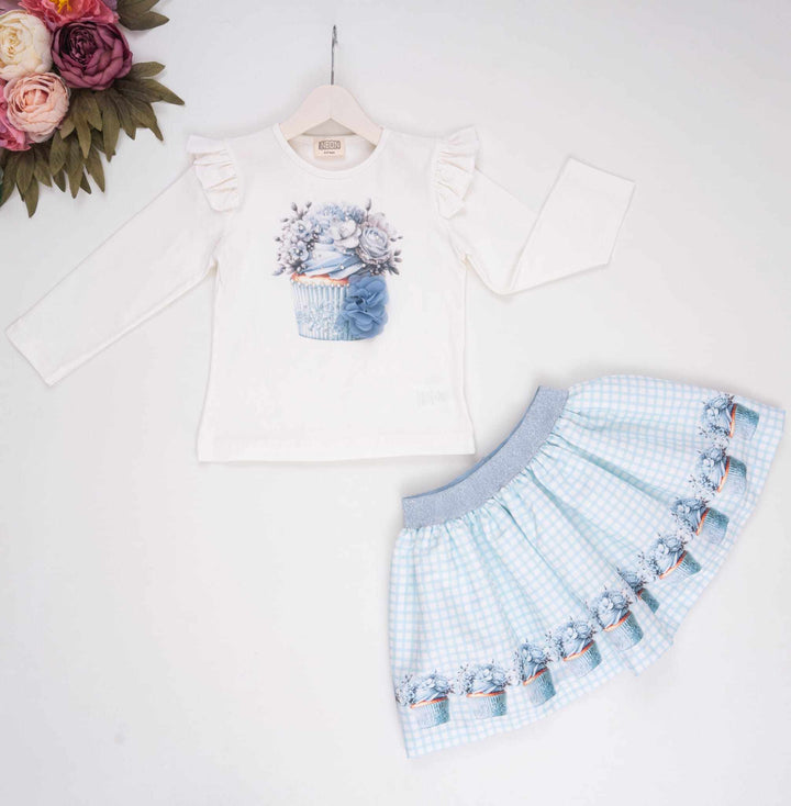 Neon Blue Skirt Set - "Lucia" 3788