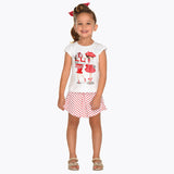 Mayoral Girls Smart White And Navy Blue Skort Set 3042