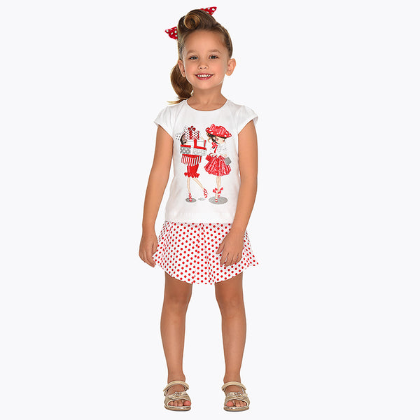 Mayoral Girls Smart White And Navy Blue Skort Set 3042