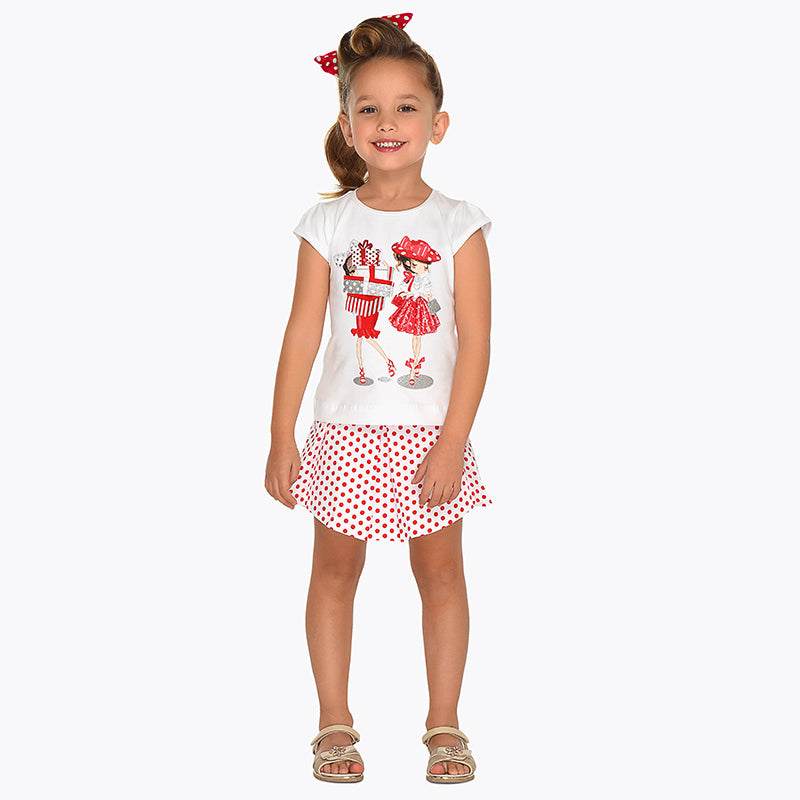 Mayoral Girls Smart White And Navy Blue Skort Set 3042