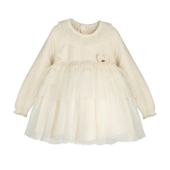 Mayoral Ivory & Gold Sparkle Dress - 2979