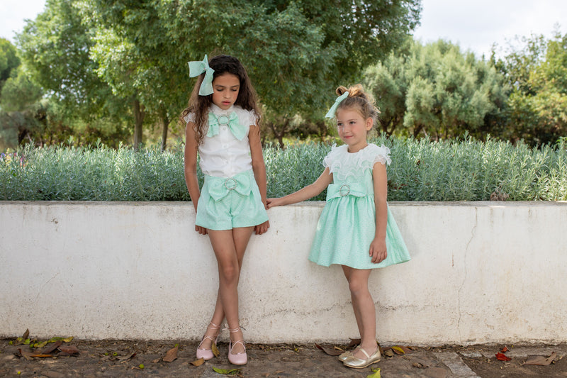Naxos White & Green Shorts Set - 7366
