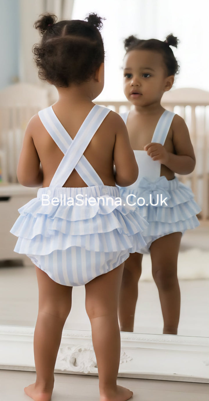 Yoedu Girls Strappy Romper With Frills & Bow - 0806