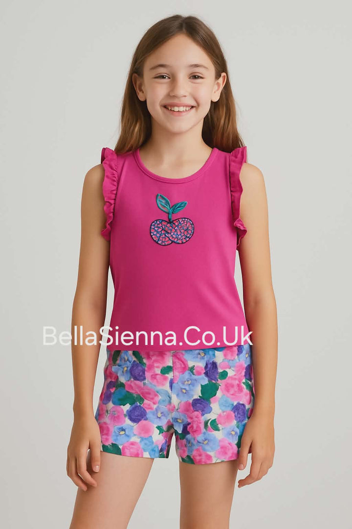 Mayoral floral print short set - 3286 - Summer - Magenta