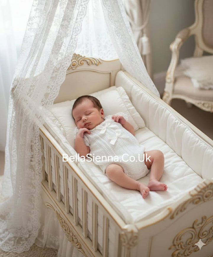 Nini Ivory Fine Knit Summer Bow Romper