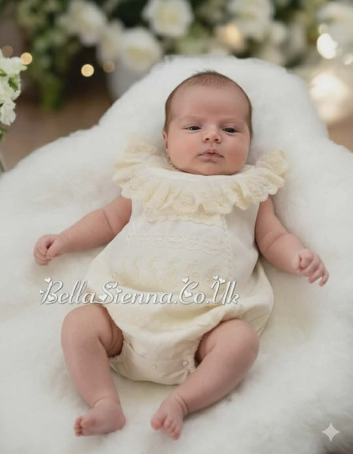 Nini Infantal Cream Lace Summer Romper For Babies