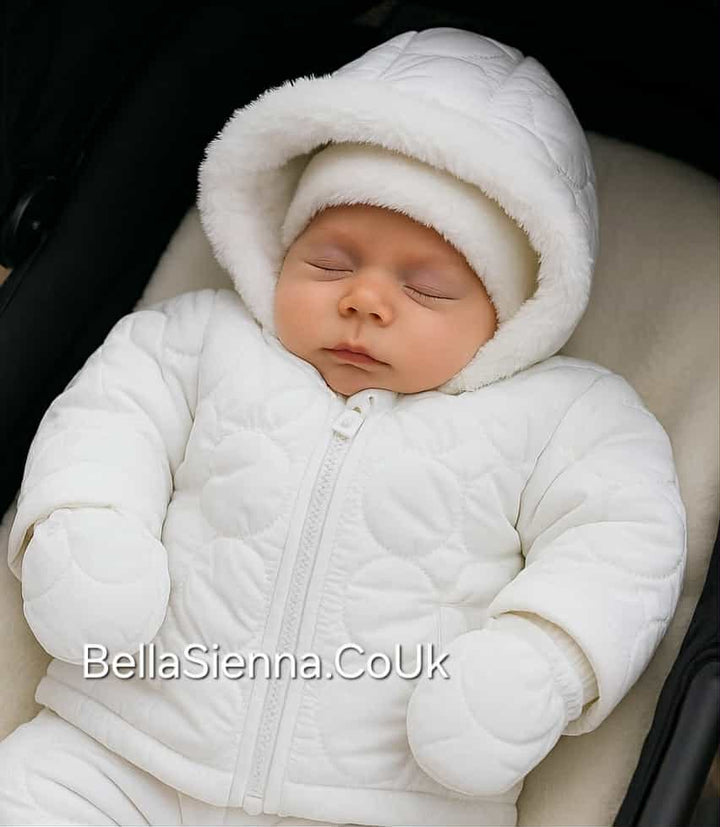 Blues Baby Unisex White Hooded Jacket With Mittens - TT0007