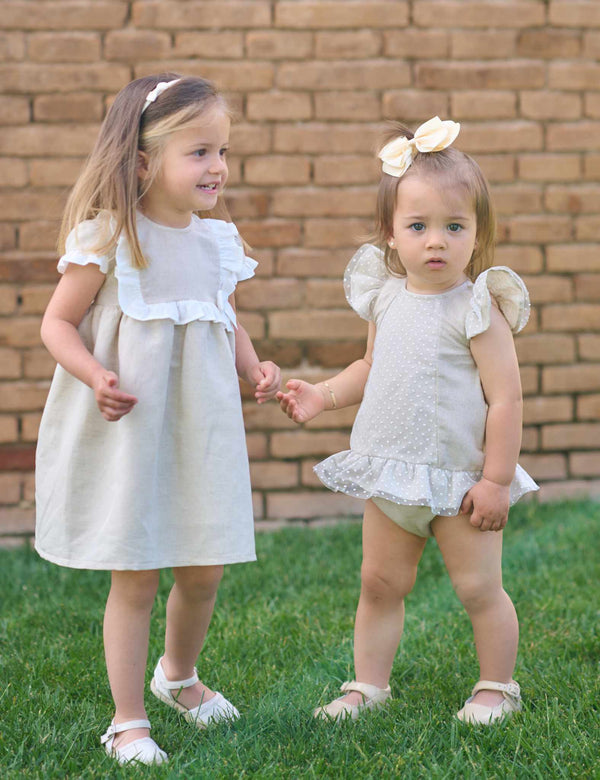 Rapife Girls Beige & Ivory Dress & Pants Set - 5282