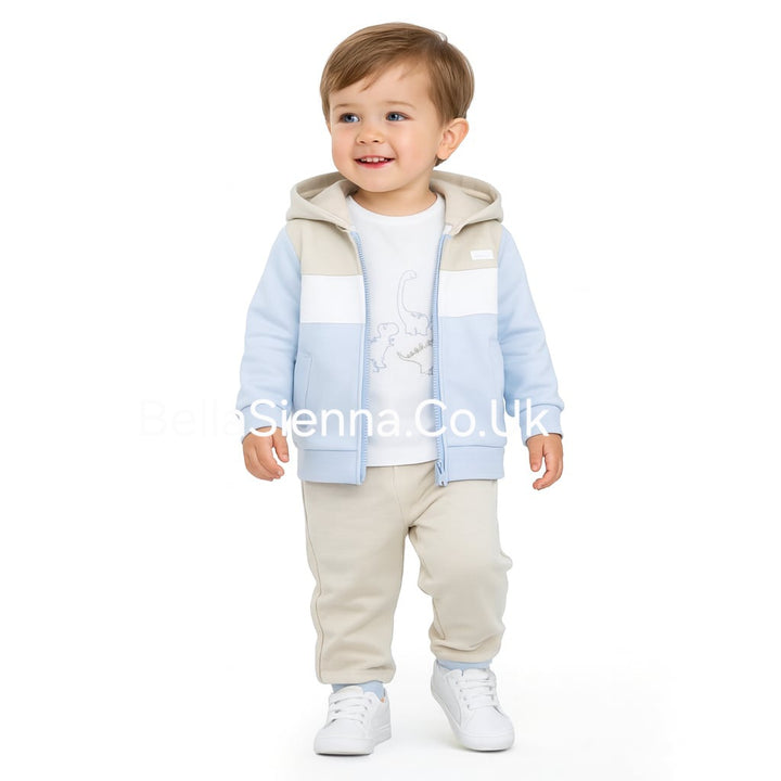 Boys Blue & Beige 3 Piece Tracksuit Set - AM0016