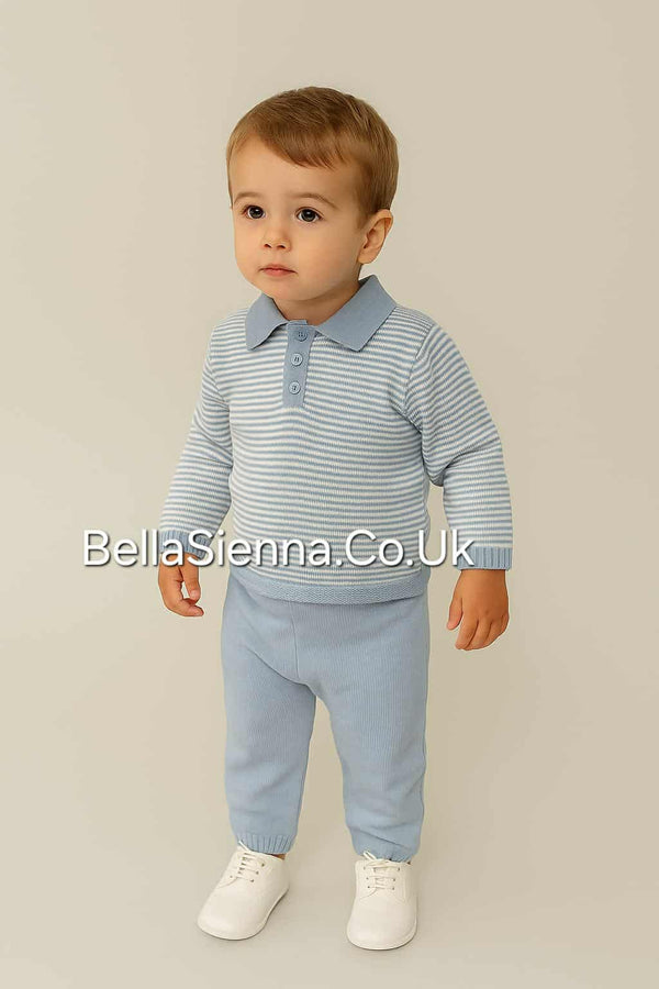 Boys Blue & White Knitted Tracksuit - C7519