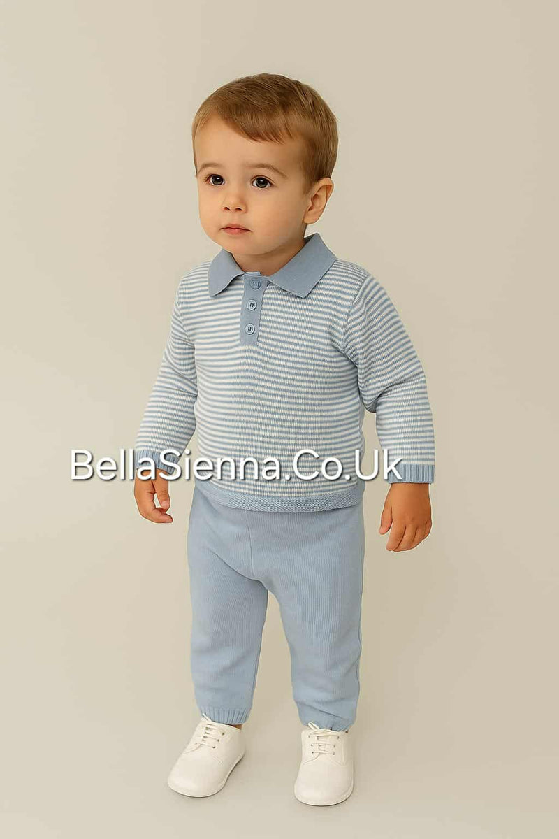 Boys Blue & White Knitted Tracksuit - C7519