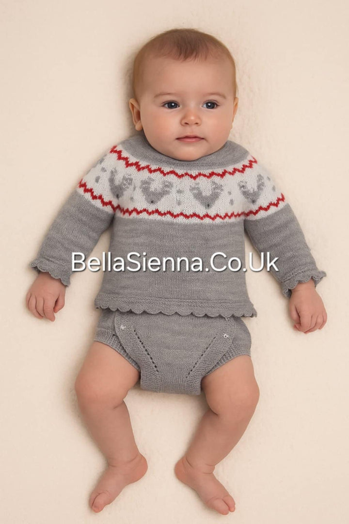 Juliana Unisex Babies Grey Christmas Outfit With Reindeers