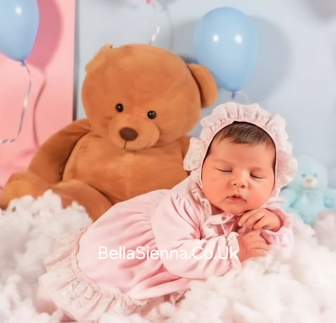 Babine Pink Teddy Bear Dress Set With Ruffles - 2212002