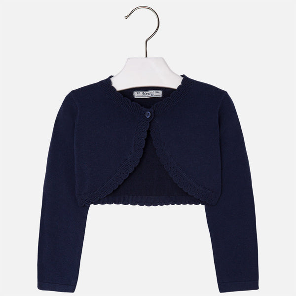 Mayoral Girls Navy Blue Cotton Cardigan - 320