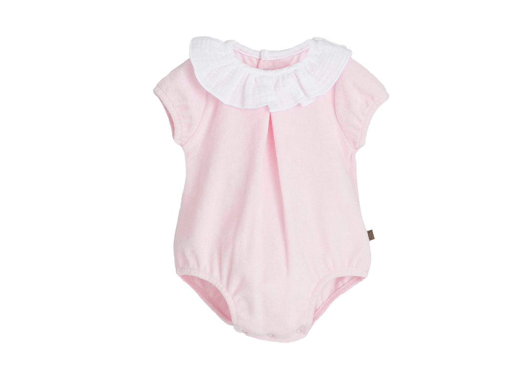 Calamaro Baby Pink Towelling Romper - 32539